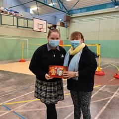 Announcing the winners of the Christmas Badminton Tournament